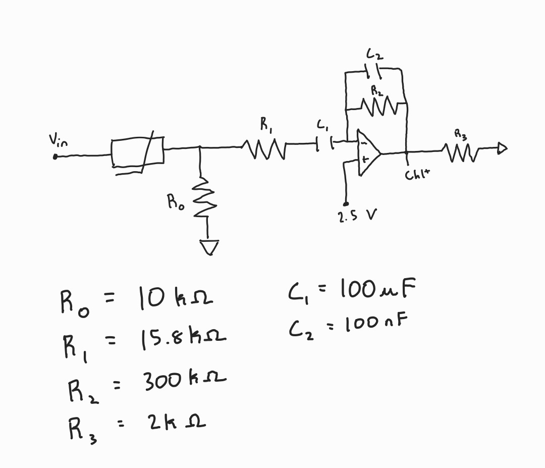 Thermistor and amplifier circuit schematic